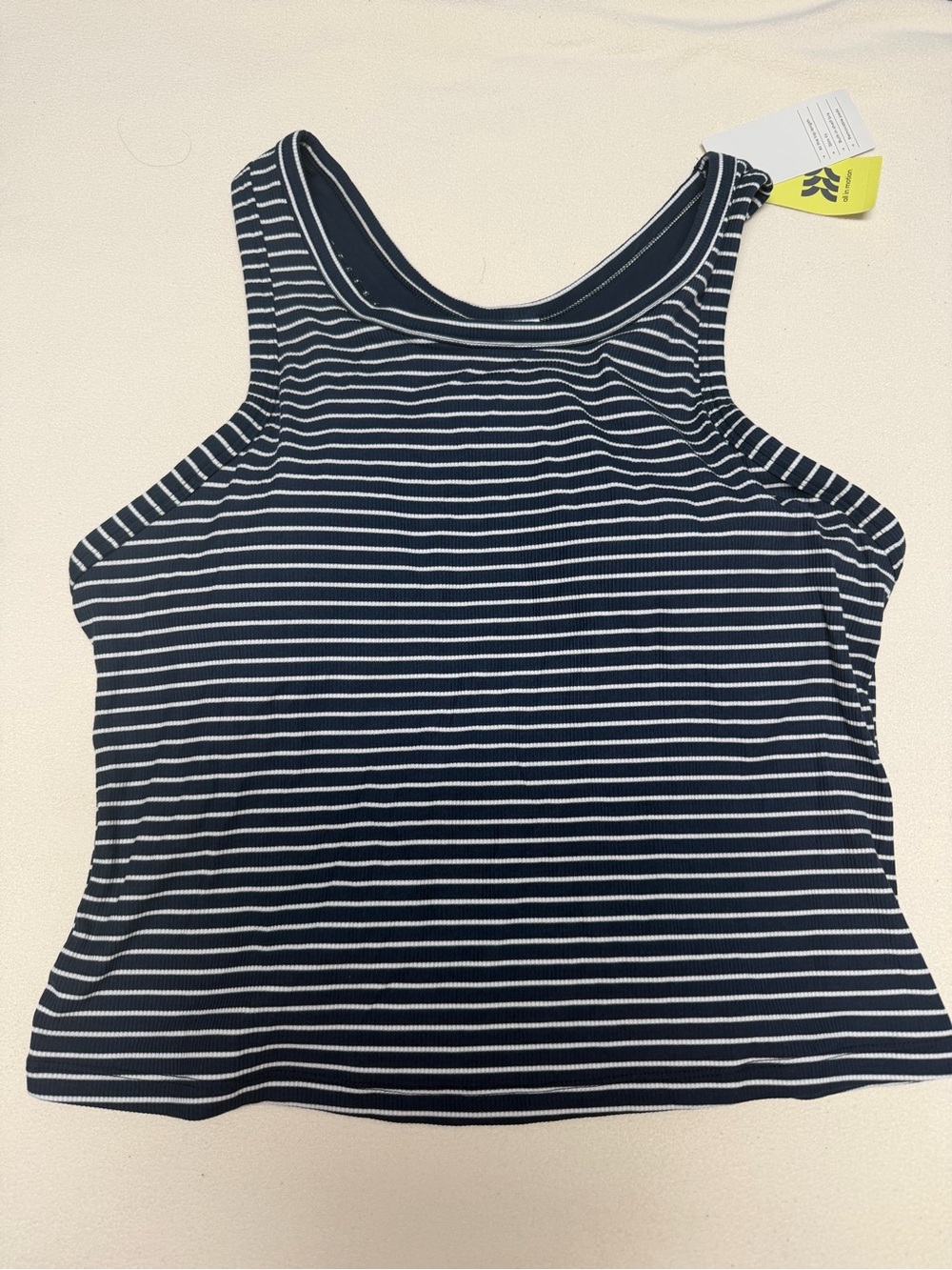 all in motion Navy and White Striped Support Tank Top